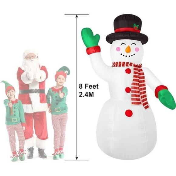 8 Feet Christmas Inflatable Snowman Lighted Blow Up Christmas Yard Decoration - Picture 2 of 7